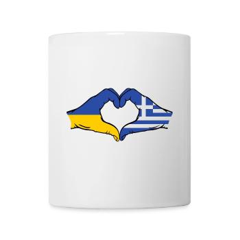 Ukraine Greece Flag Heart Shape - Mug - white - Front