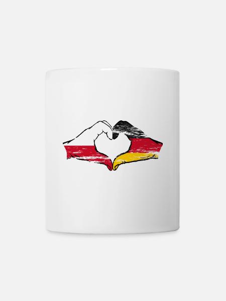Polen Deutschalnd Flagge Herzform used - Tasse - Weiß