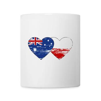 Drapeau de l’Australie Pologne Coeur utilisé - Mug blanc - blanc - Devant