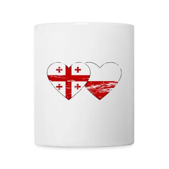 Géorgie Pologne drapeau coeur utilisé - Mug blanc - blanc - Devant