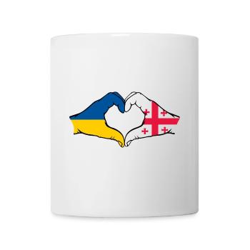 Ukraine Georgia Flag Hands Heart Shape - Mug - white - Front