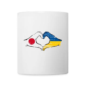 Japan Ukraine Flag Hands Heart Shape Used - Mug - white - Front