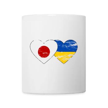Japan Ukraine flag heart used - Mug - white - Front