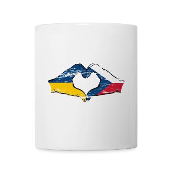Ukraine Tschechien Flagge Hände Herzform used - Tasse - Weiß - Vorne