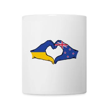 Ukraine New Zealand Flag Hands Heart Shape - Mug - white - Front