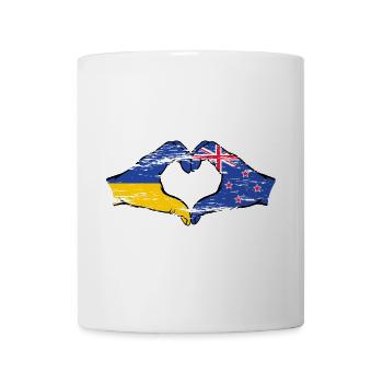 Ukraine Neuseeland Flagge Hände Herzform used - Tasse - Weiß - Vorne