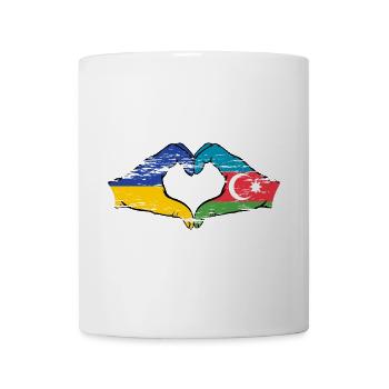 Ukraine Aserbaidschan Flagge Hände Herzform used - Tasse - Weiß - Vorne