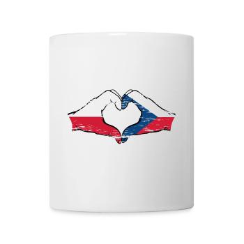 Pologne République tchèque drapeau mains coeur utilisé - Mug blanc - blanc - Devant