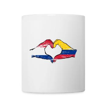 Hollande Colombie Drapeau Mains Coeur Forme Utilisé - Mug blanc - blanc - Devant