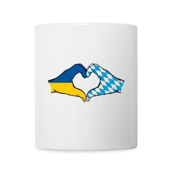 Ukraine Bavaria Flag Hands Heart Shape - Mug - white - Front