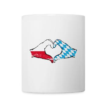 Poland Bavaria Flag Hands Heart Shape Used - Mug - white - Front