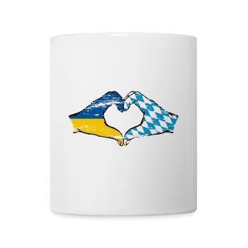 Ukraine Bavaria Flag Hands Heart Shape Used - Mug - white - Front