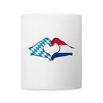 Bayern Holland Flagge Hände Herzform - Tasse - Weiß - Vorne