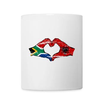 Afrique du Sud Albanie Drapeau Mains Coeur Forme Utilisé - Mug blanc - blanc - Devant