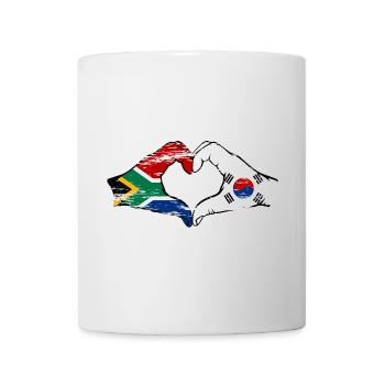 Afrique du Sud Drapeau Corée du Sud Mains Coeur Forme Utilisé - Mug blanc - blanc - Devant