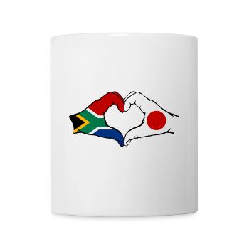 Afrique du Sud Japon Drapeau Mains Coeur Forme - Mug blanc - blanc - Devant