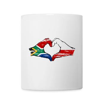 Afrique du Sud Pologne Drapeau Mains Coeur Forme Utilisé - Mug blanc - blanc - Devant