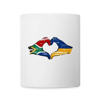 Südafrika Ukraine Flagge Hände Herzform used - Tasse - Weiß - Vorne
