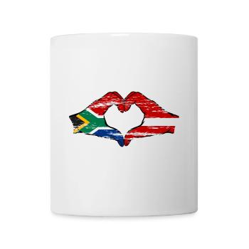 Afrique du Sud Lettonie Drapeau Mains Coeur Forme Utilisé - Mug blanc - blanc - Devant