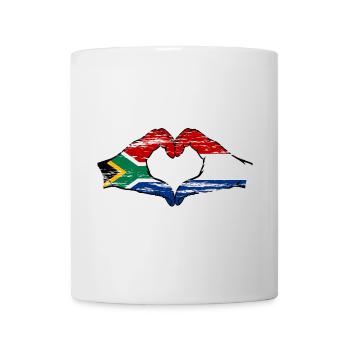 Afrique du Sud Hollande drapeau mains coeur utilisé - Mug blanc - blanc - Devant