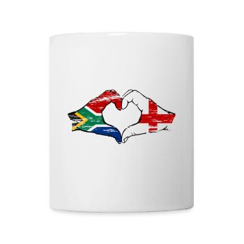 Afrique du Sud Angleterre drapeau mains forme de coeur utilisé - Mug blanc - blanc - Devant