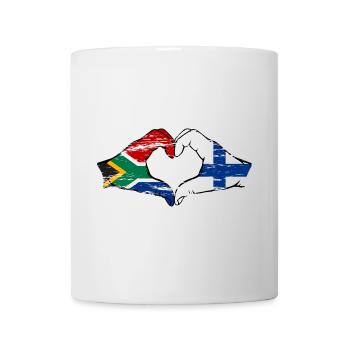 Afrique du Sud Finlande Drapeau Mains Coeur Forme Utilisé - Mug blanc - blanc - Devant