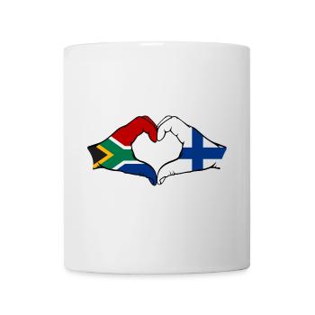 Afrique du Sud Finlande Drapeau Mains Coeur Forme - Mug blanc - blanc - Devant