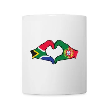 Afrique du Sud Portugal Drapeau Mains Coeur Forme - Mug blanc - blanc - Devant