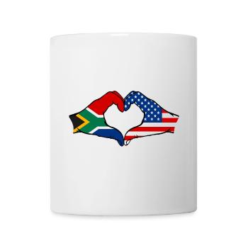 South Africa USA Flag Hands Heart Shape - Mug - white - Front
