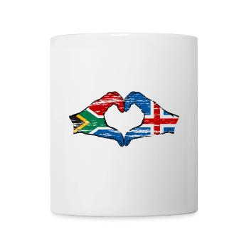 South Africa Iceland Flag Hands Heart Shape Used - Mug - white - Front
