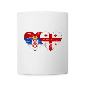 Serbie Géorgie Drapeau Coeur Utilisé - Mug blanc - blanc - Devant