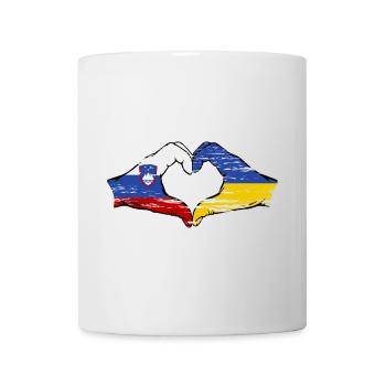 Slovenia Ukraine flag hands heart shape used - Mug - white - Front