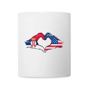Serbie États-Unis drapeau mains forme de coeur utilisé - Mug blanc - blanc - Devant