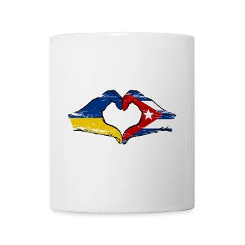 Ukraine Kuba Flagge Hände Herzform used - Tasse - Weiß - Vorne