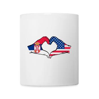 Serbia USA Flag Hands Heart Shape - Mug - white - Front