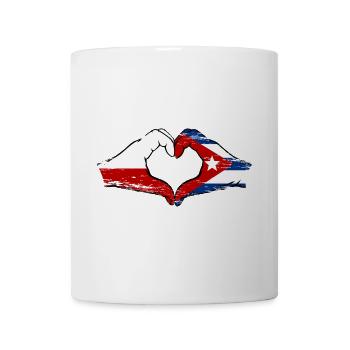 Poland Cuba Flag Hands Heart Shape Used - Mug - white - Front