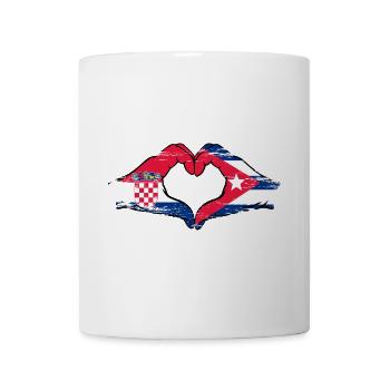 Croatia Cuba Flag Hands Heart Shape Used - Mug - white - Front
