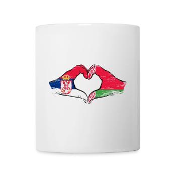 Serbien Belarus Flagge Hände Herzform used - Tasse - Weiß - Vorne