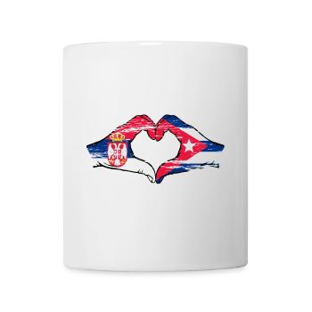 Serbie Cuba Drapeau Mains Coeur Forme Utilisé - Mug blanc - blanc - Devant