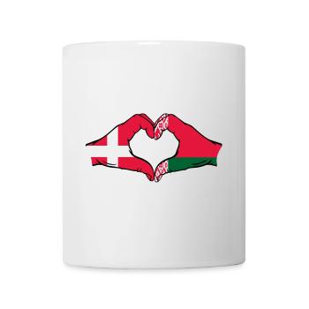 Danemark Biélorussie Drapeau Mains Coeur Forme - Mug blanc - blanc - Devant
