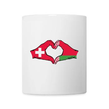 Schweiz Belarus Flagge Hände Herzform - Tasse - Weiß - Vorne