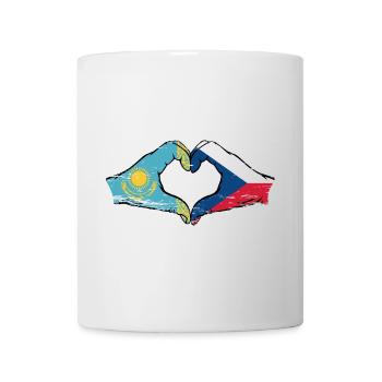 Kazakhstan République tchèque drapeau mains coeur forme utilisé - Mug blanc - blanc - Devant