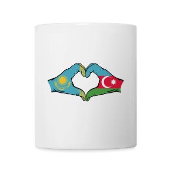 Kasachstan Aserbaidschan Flagge Hände Herzform - Tasse - Weiß - Vorne