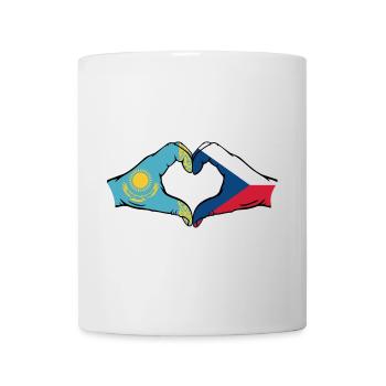 Kazakhstan République tchèque Drapeau Mains Coeur Forme - Mug blanc - blanc - Devant