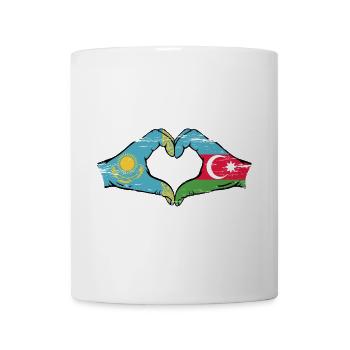 Kasachstan Aserbaidschan Flagge Hände Herz used - Tasse - Weiß - Vorne