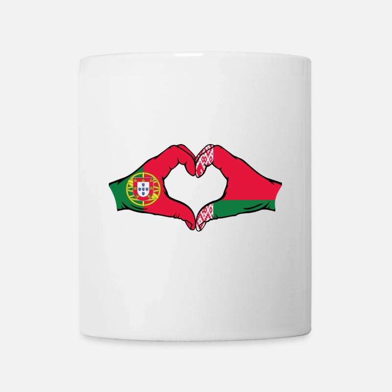 Portugal Biélorussie drapeau mains forme coeur - Mug blanc - blanc