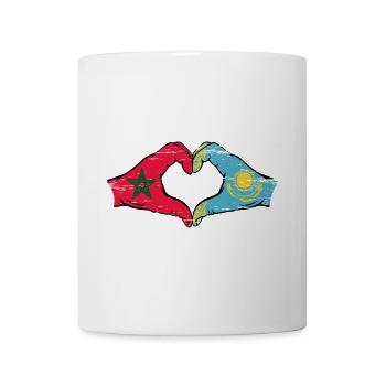 Marokko Kasachstan Flagge Hände Herzform used - Tasse - Weiß - Vorne