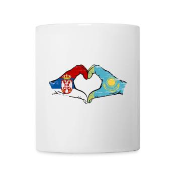 Serbie Kazakhstan drapeau mains forme de coeur utilisé - Mug blanc - blanc - Devant