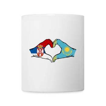 Serbie Kazakhstan Drapeau Mains Coeur Forme - Mug blanc - blanc - Devant