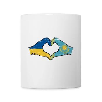 Ukraine Kasachstan Flagge Hände Herzform used - Tasse - Weiß - Vorne